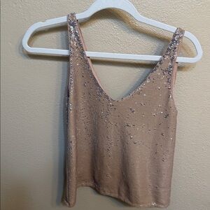 Michael Stars Tan Sequin Crop Top